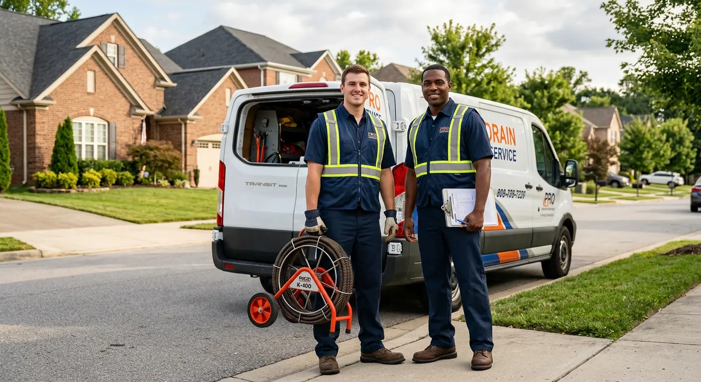 Sewer and drain service team with equipment ready for work in Bay Point